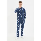 Trendyol Navy Blue Men's Regular Fit Printed Top Hooded Pajamas Set Cene