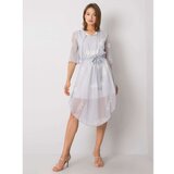 Fashion Hunters Gray dress with a floral motif Cene