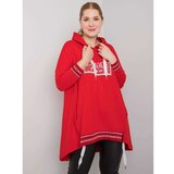 Fashion Hunters Women's plus size red sweatshirt with pocket Cene