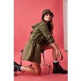 Trendyol Ženska jakna Pucker mantil bijela smeđa | kaki