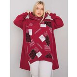Fashion Hunters Plus size maroon sweatshirt with a print and an appliqué Cene