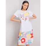 Fashion Hunters White and light pink loose dress with prints Cene