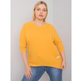 Fashion Hunters Yellow cotton plus size sweatshirt without hood Cene