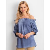 Fashion Hunters Blue Spanish blouse with ruffles | Shoptok.si