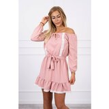 Kesi Off-the-shoulder dress and lace powder pink Cene