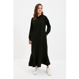 Trendyol Black Hooded Knitted Dress Cene