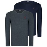 Dewberry DUAL SET T8587 V COLLAR MEN'S SWEATSHIRT-ANTHRACITIS-LACİVERT Cene