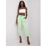 Fashion Hunters Light green women's cotton pants Cene