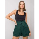 Fashion Hunters Women's dark green shorts with a belt Cene