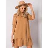 Fashion Hunters RUE PARIS Camel dress with frills Cijene