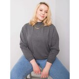 Fashion Hunters Dark gray melange sweatshirt plus size basic Cene