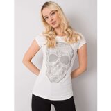 Fashion Hunters Women's Ecru t-shirt with a skull | shoptok.hr