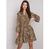 Fashion Hunters Ladies' beige and black dress with spots Cene