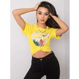 Fashion Hunters Žuta pamučna majica sa natpisom Cene