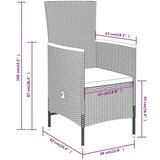  Vrtna garnitura - 4-dijelni vrtni blagovaonski set s jastucima crni Crna i smeđa Dužina stola 140 cm 4 | shoptok.hr