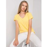 Fashion Hunters Yellow cotton V-neck t-shirt Cene
