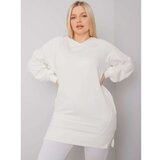 Fashion Hunters Ecru plus size cotton sweatshirt for women Cene