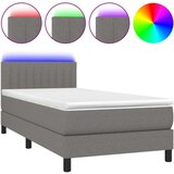  Box spring postelja z vzmetnico LED temno siva 90x200 cm blago, (20724575) | Shoptok.si