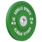Gorilla Sports Bumper Plate Profi olimpijski teg 10 kg, 50/51 mm, zeleni Cene