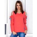 Fashion Hunters Sweatshirt with cutouts on the shoulders and coral bows | Shoptok.si