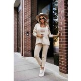numoco basic 630-1 Warm cardigan with pockets and cuffs on the sleeves - beige | Shoptok.si