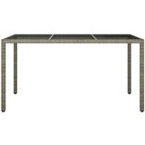  Vrtna miza 150x90x75 cm kaljeno steklo in poli ratan siva, (20665477) | Shoptok.si