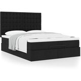 vidaXL Otomanski posteljni okvir z vzmetnico črn 140x190 cm blago | Shoptok.si