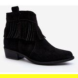 Zazoo 3430 Women's Suede Boots with Fringes Black | shoptok.hr