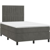 vidaXL Box spring postelja z vzmetnico temno siv 120x190 cm žamet, (21128421) | Shoptok.si