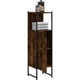 vidaXL Kopalniška omarica dimljeni hrast 33x33x120,5 cm inženirski les | Shoptok.si