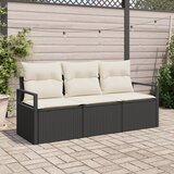 vidaXL 3-dijelni set vrtnih sofa s jastučićima crni poli ratan, 2-sjedalna vrtna sofa s pohranom i jastučićima crni poli ratan Cijene