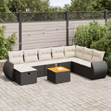 vidaXL 9-dijelni set vrtnih sofa s jastucima crni od poliratana | shoptok.hr