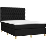  Krevet box spring s madracem LED crni 140x200 cm od tkanine | shoptok.hr