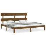 The Living Store Posteljni okvir z vzglavjem medeno rjav 200x200 cm trden les - Posteljni Okvir, (21530923) | Shoptok.si