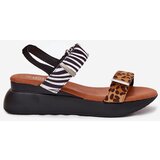 Boto Womens wedge sandals leopard and zebra brown Monera | ePonuda.com