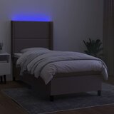  box spring s madracem LED smeđesivi 90x190 cm tkanina | shoptok.hr