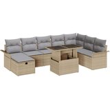 vidaXL Set sofe od 9 komada s jastučićima Bež Poli ratan | shoptok.hr