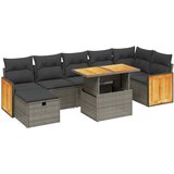Maison Chic Seti vrtnega pohištva - Vrtna garnitura - Vrtni pohištvo set 8-delna z blazinami siv poli ratan, (21798529) | Shoptok.si