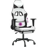  Masažna igraća stolica s osloncem bijelo-crna od umjetne kože | shoptok.hr