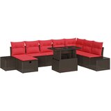  Sjedeća garnitura za vrt s jastukom 9 pcs Smeđa Poli ratan | shoptok.hr