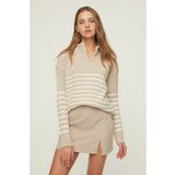 Trendyol beige Zipper Detailed Knitwear Sweater Cene