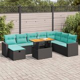  9-dijelni set vrtnih sofa s jastucima crni od poliratana bagrem | shoptok.hr