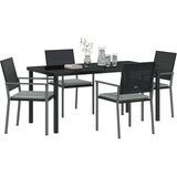 vidaXL Set 3 Črna Poli ratan 54x62.5x89 cm Vzdržljiv Vrtna stolica | Shoptok.si