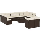  13-dijelni set vrtnih sofa s jastucima smeđi od poliratana | shoptok.hr