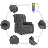  Masažni naslonjač na podizanje od tkanine tamnosivi | shoptok.hr