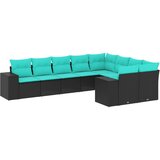 vidaXL 9-delni vrtni komplet sedežnih garnitur z blazinami črne barve poli ratan, (5000293540) | Shoptok.si