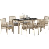  Set za objedovanje u vrtu od 7 dijelova s jastučićima bež poliratan | shoptok.hr