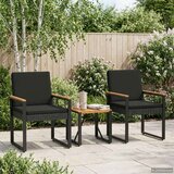  Set vanjskog namještaja s jastukom 3 pcs Crna poliratan | shoptok.hr