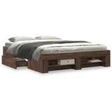 vidaXL Posteljni okvir rjav hrast 150x200 cm inženirski les | Shoptok.si