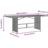  Vrtna miza s stekleno ploščo siva 190x80x75 cm poli ratan | Shoptok.si
